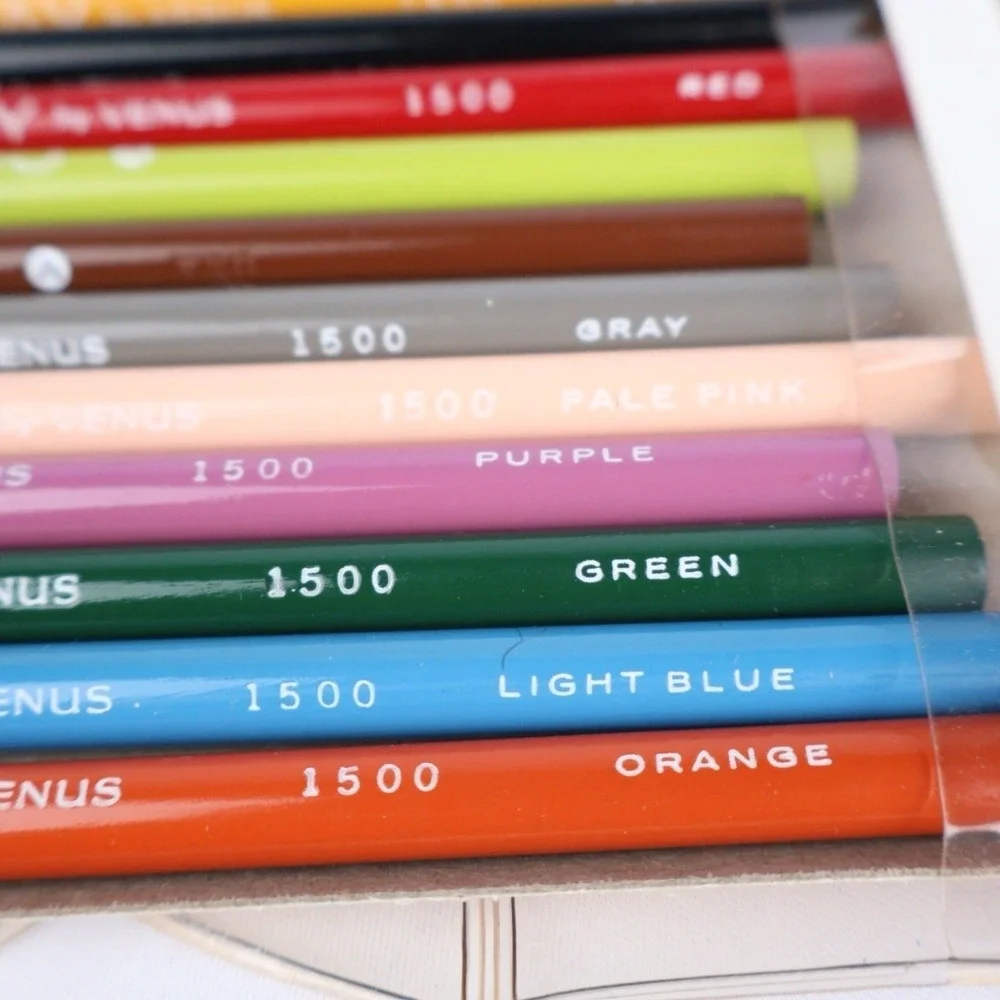 VTG COLORAY by Venus Colored Pencils (12) No. 1500 Assorted Colors Art Drawing